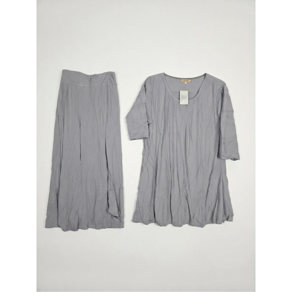 NEW Windhorse L/XL Gray 2 Piece Lagenlook Outfit Cotton Art To Wear Casual
